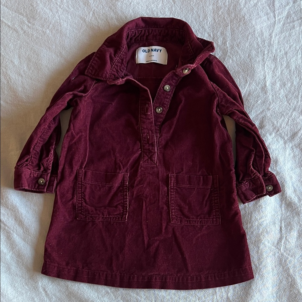Old Navy Maroon Button-Up Dress